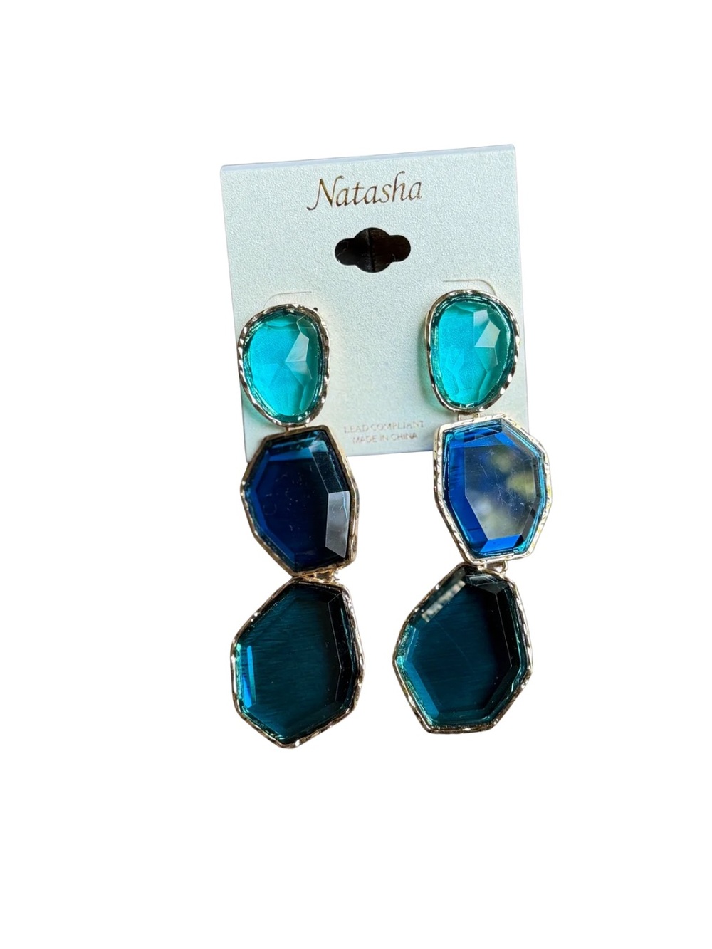 Natasha Couture Blue Multi-Stone Drop Earrings
